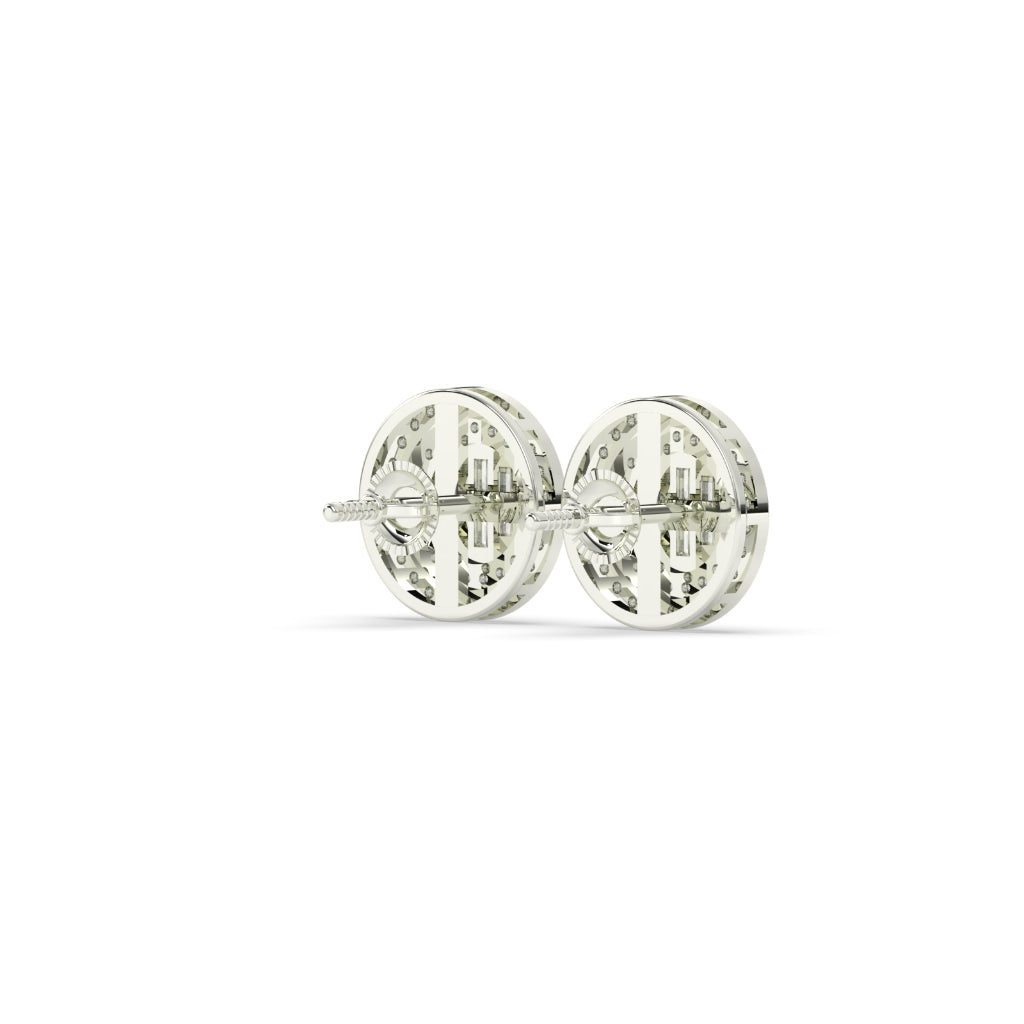 Baguette Cluster Double Halo Studs