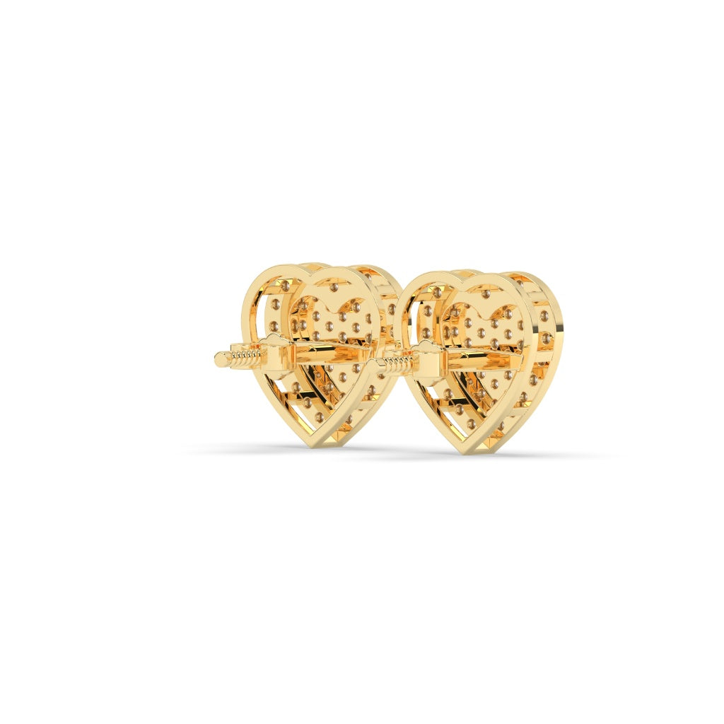 Pavé Heart Diamond Stud Earrings