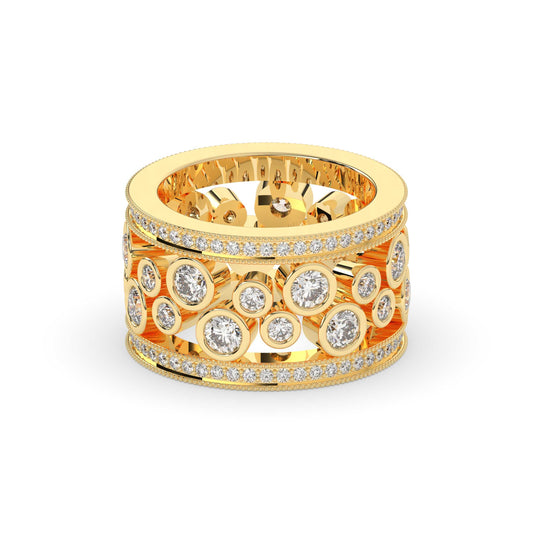 Round Cut Diamond Dual-Tone Couple Band Set