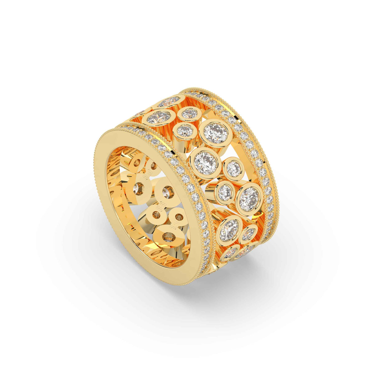 Round Cut Diamond Dual-Tone Couple Band Set