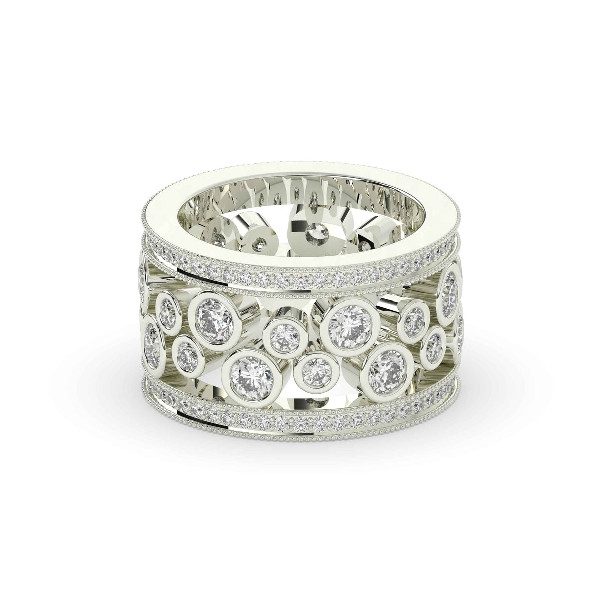 Round Cut Diamond Dual-Tone Couple Band Set
