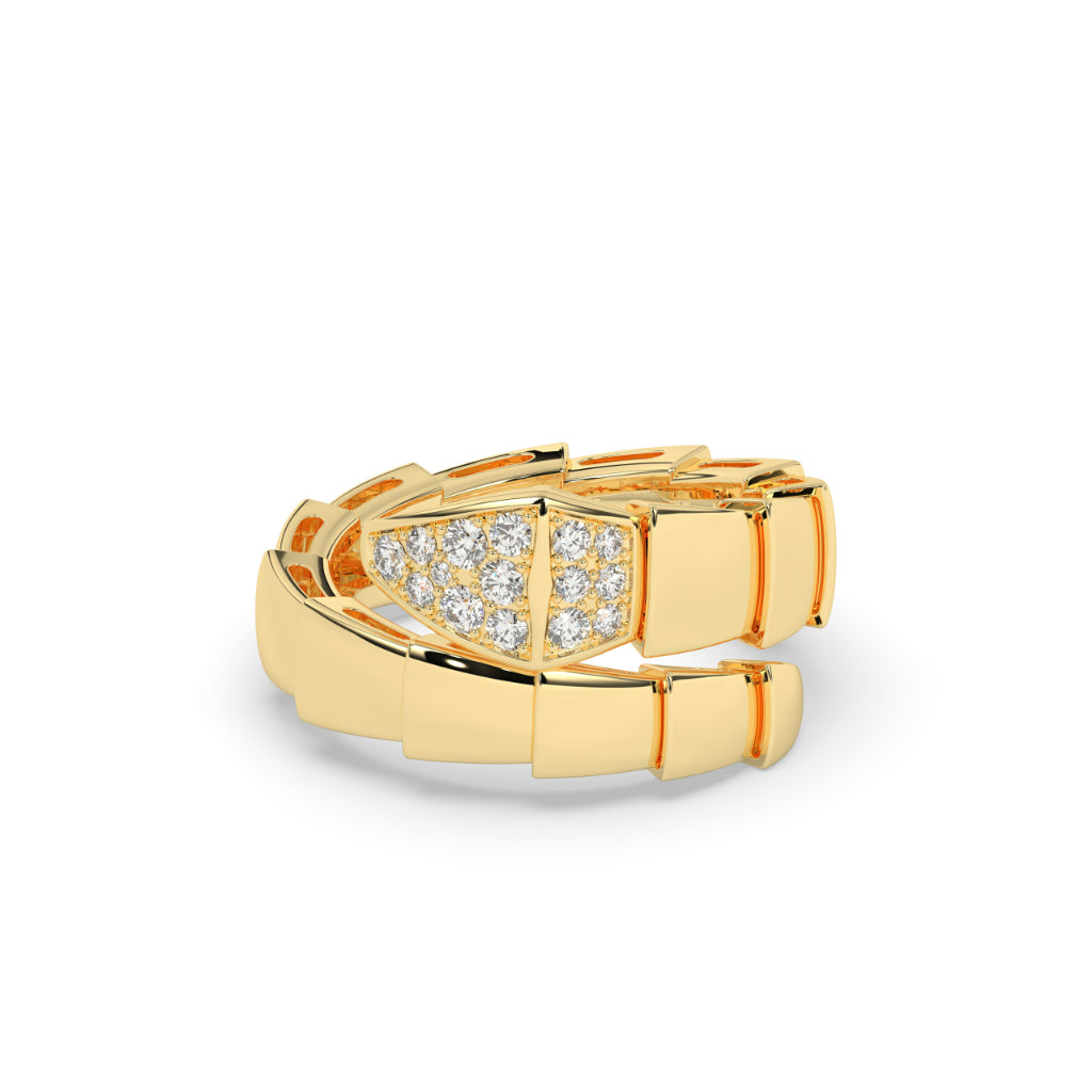 Gold Shield Link Diamond Ring