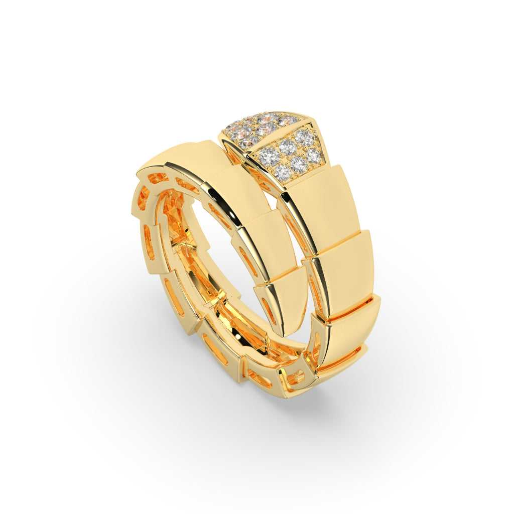 Gold Shield Link Diamond Ring