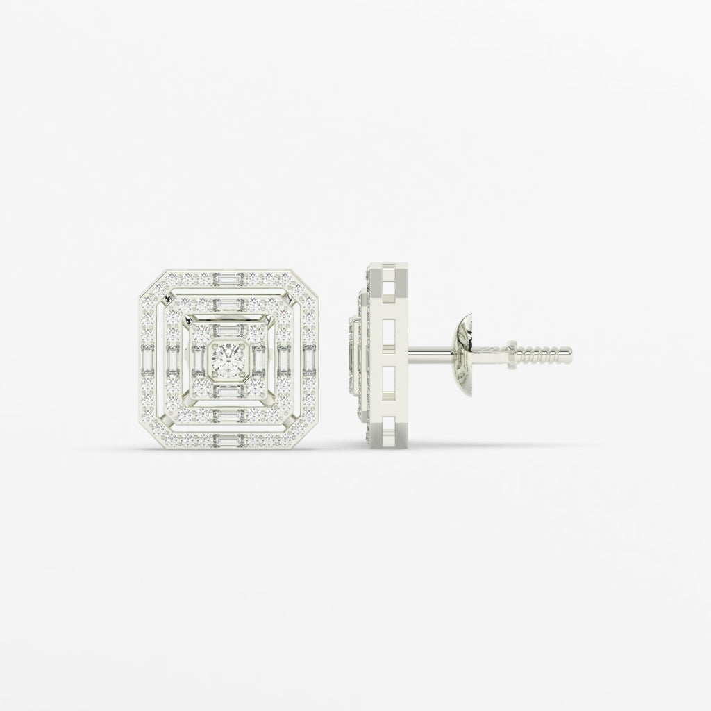 Bold Square Maze Diamond Studs
