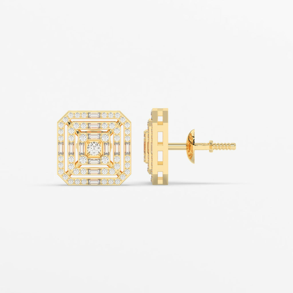 Bold Square Maze Diamond Studs