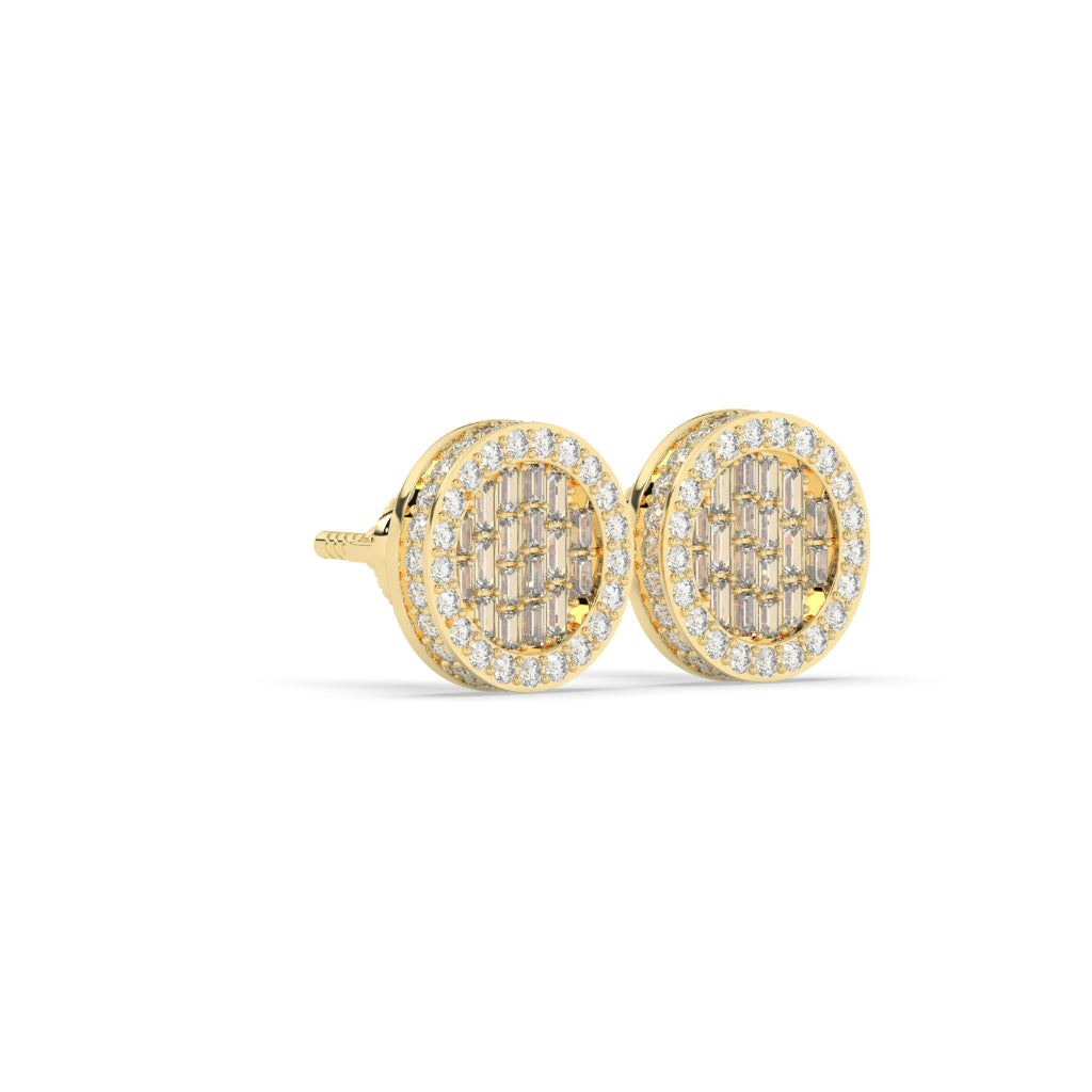 Baguette Cluster Round Rose Studs