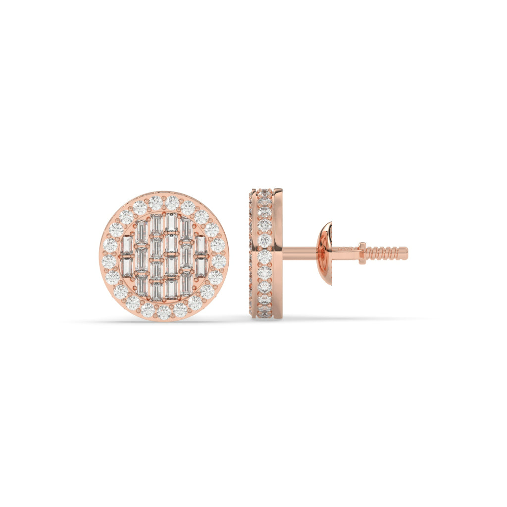 Baguette Cluster Round Rose Studs