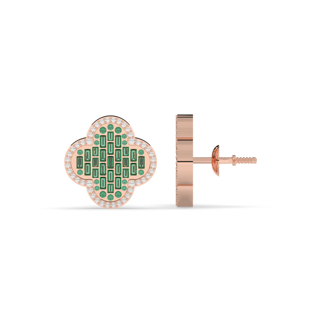 Four-Leaf Sparkle Diamond Earrings