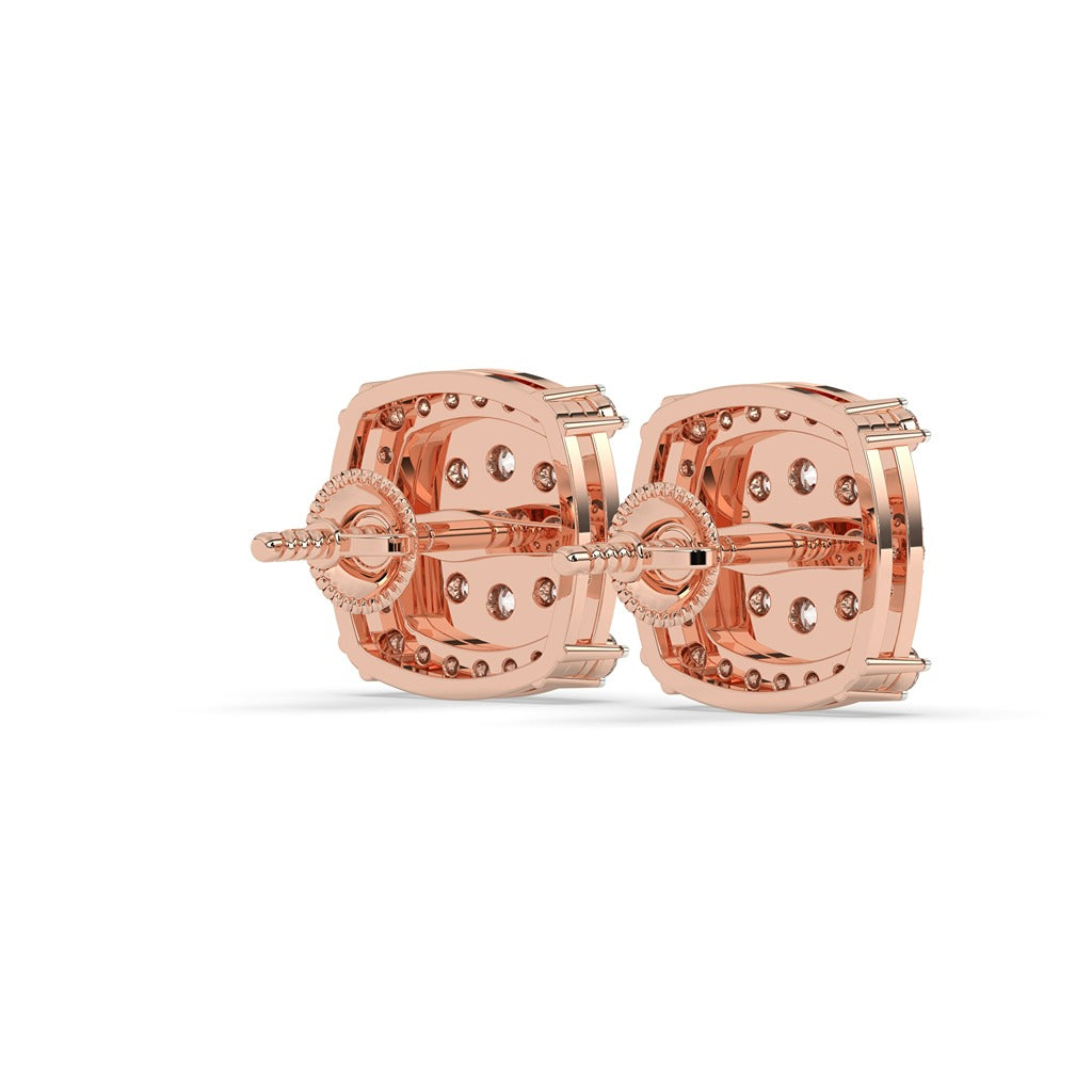 Cushion Halo Cluster Diamond Studs