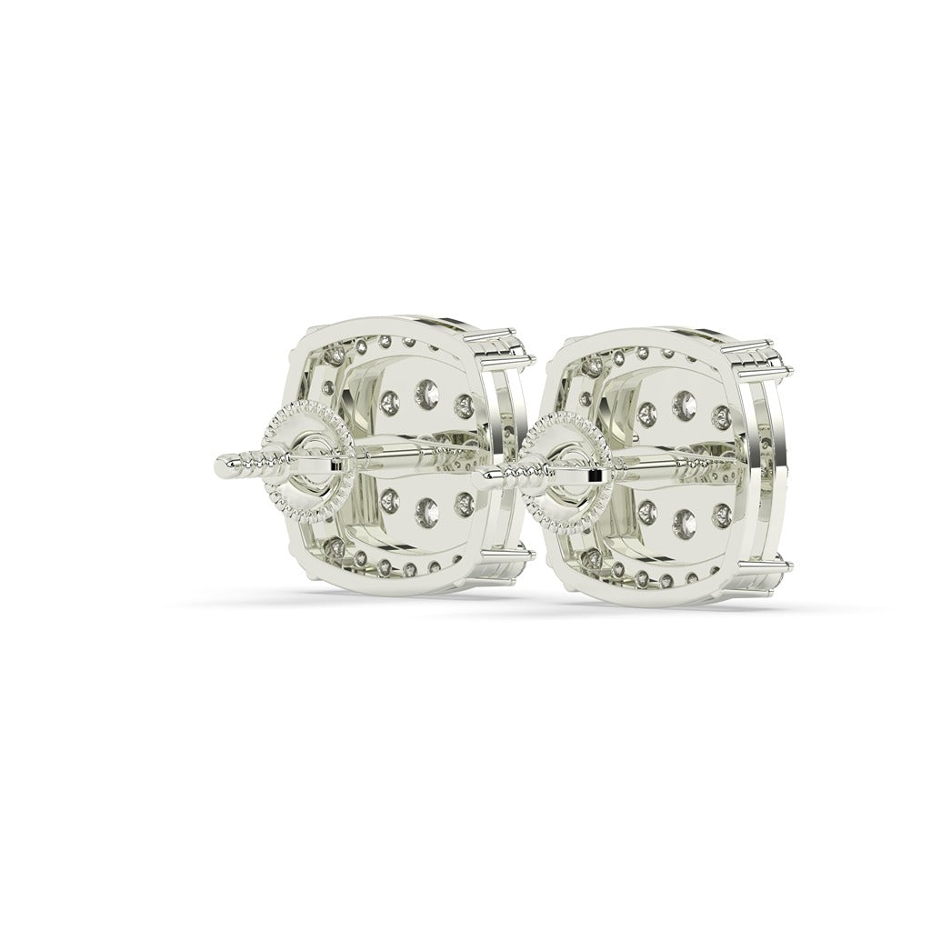 Cushion Halo Cluster Diamond Studs