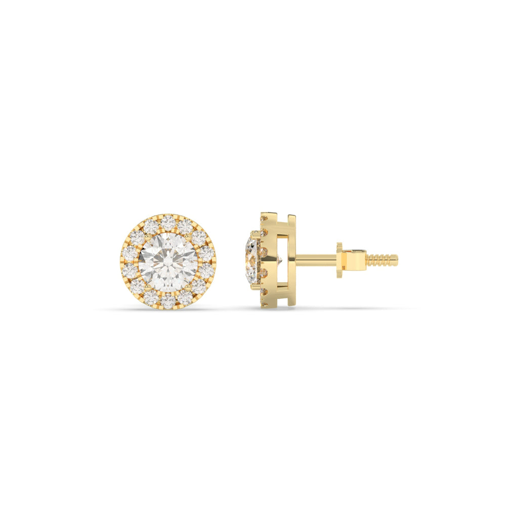 Classic Halo Round Diamond Earrings