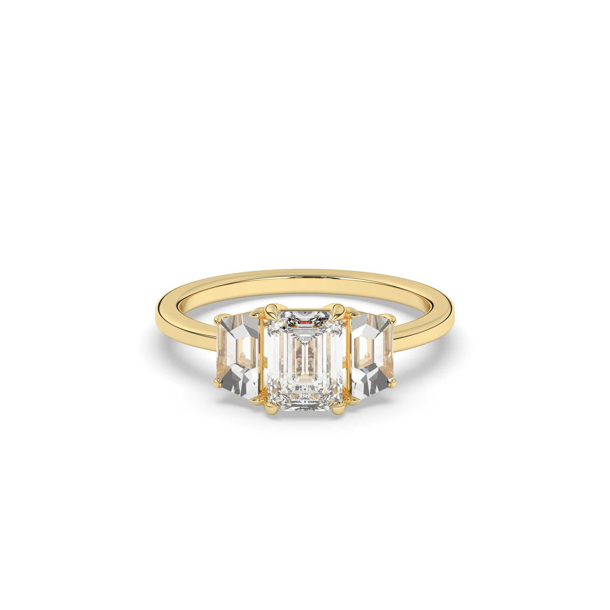 Emerald Cut Three Stone Ring