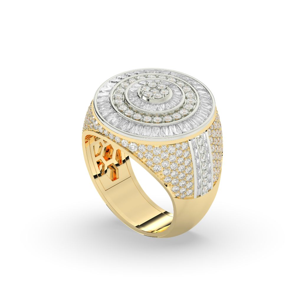Diamond Spiral Baguette Circle Ring