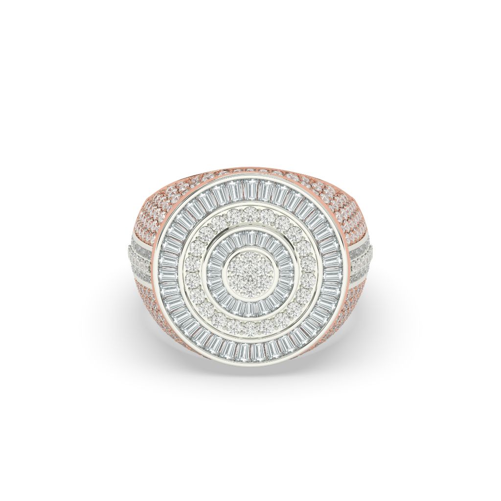 Diamond Spiral Baguette Circle Ring