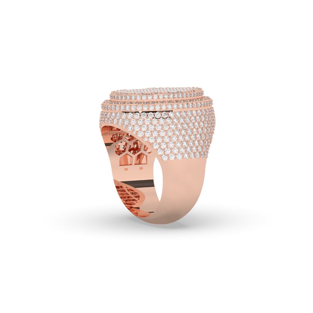 Golden Grid Oval Diamond Ring