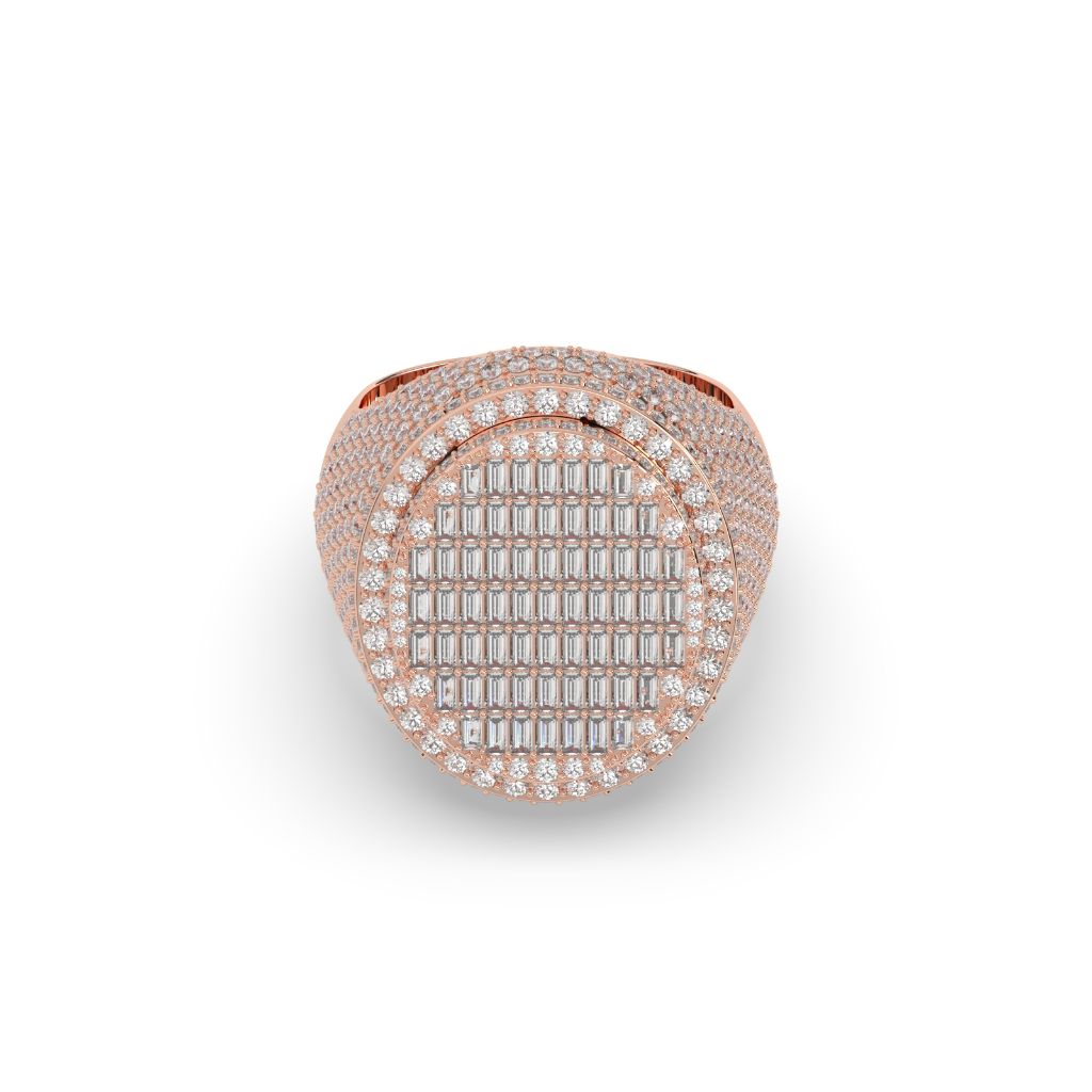 Golden Grid Oval Diamond Ring
