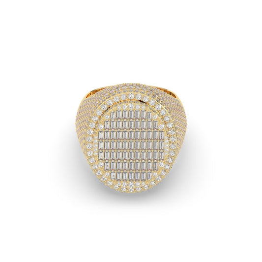 Golden Grid Oval Diamond Ring
