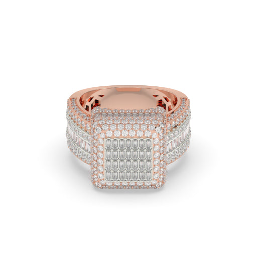 Baguette Cluster Square Gold Ring