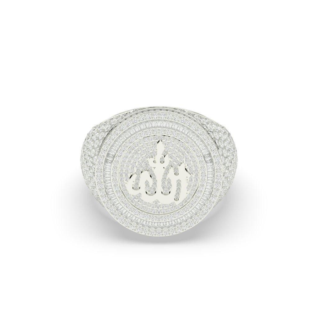 Allah Calligraphy Diamond Iced Ring