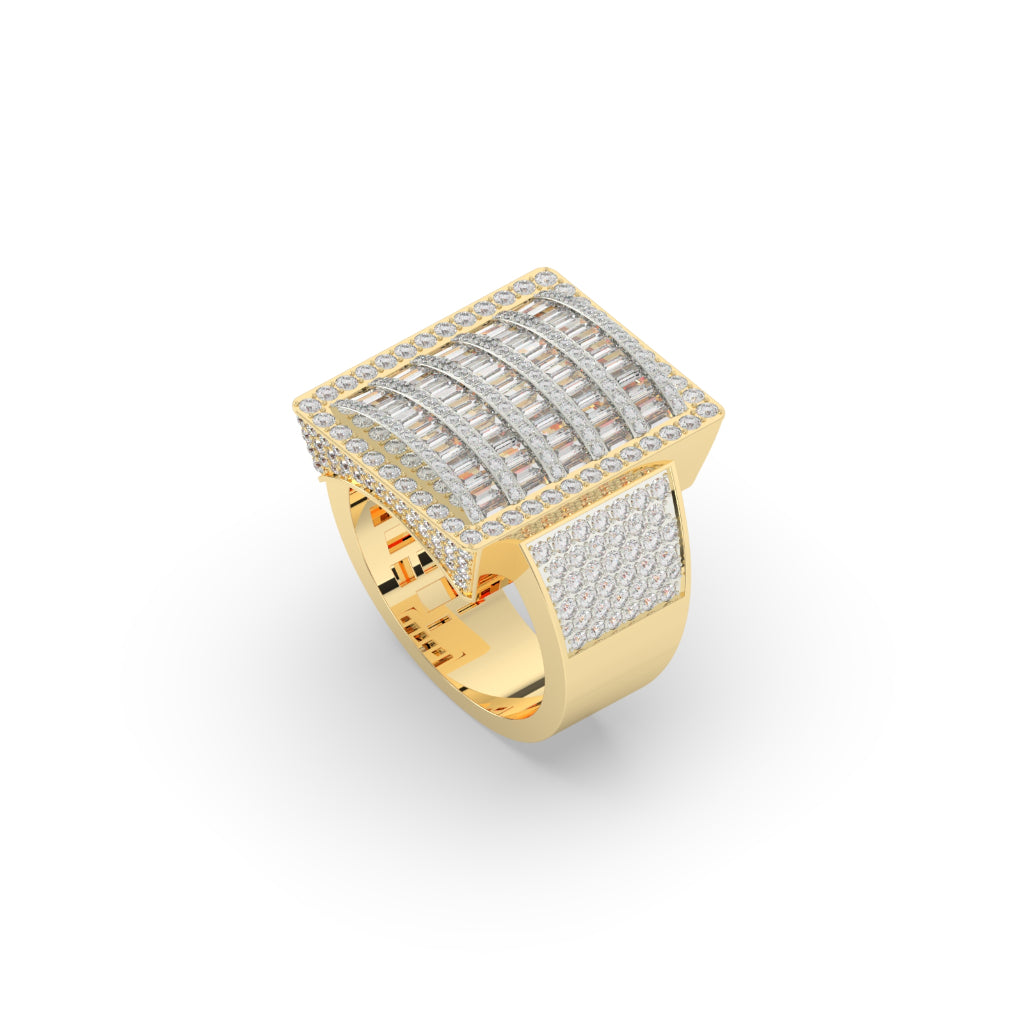 Baguette Brilliance Wide Gold Ring