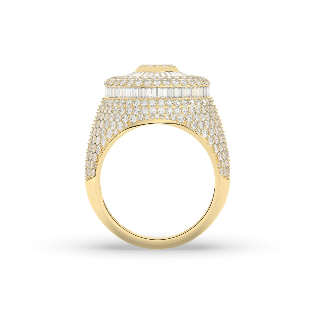 Triple Halo Radiant Circle Ring