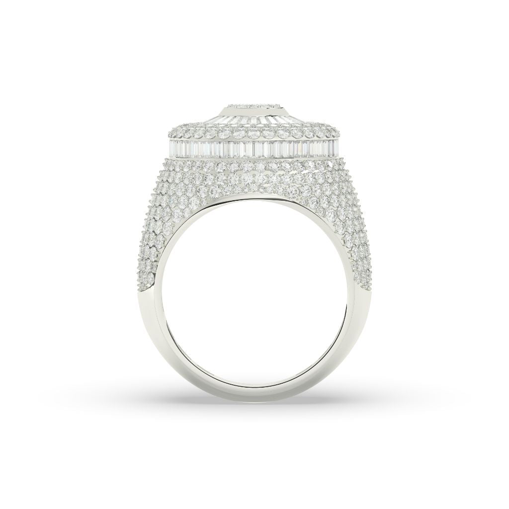 Triple Halo Radiant Circle Ring