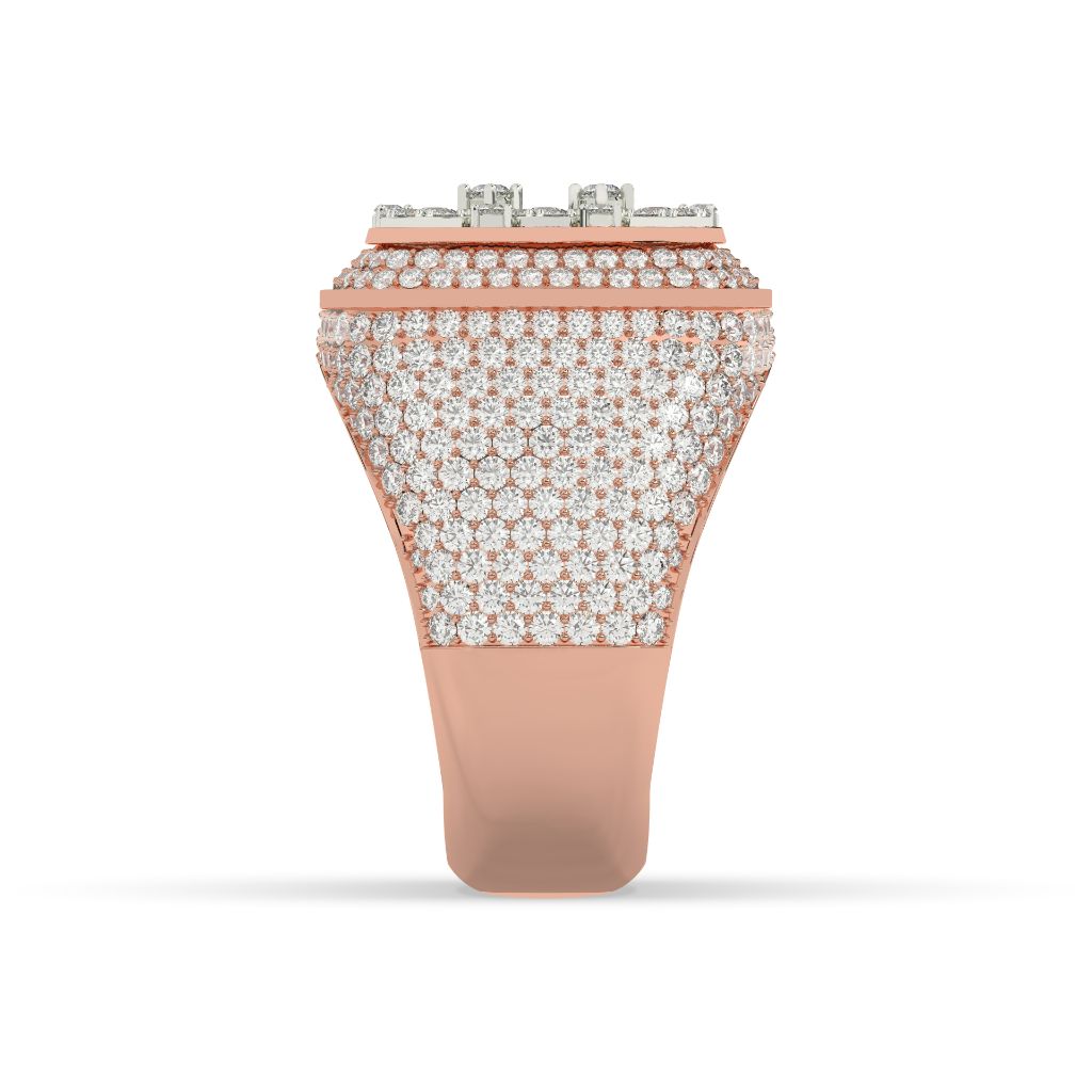 Luxury Crowned Square Diamond Ring