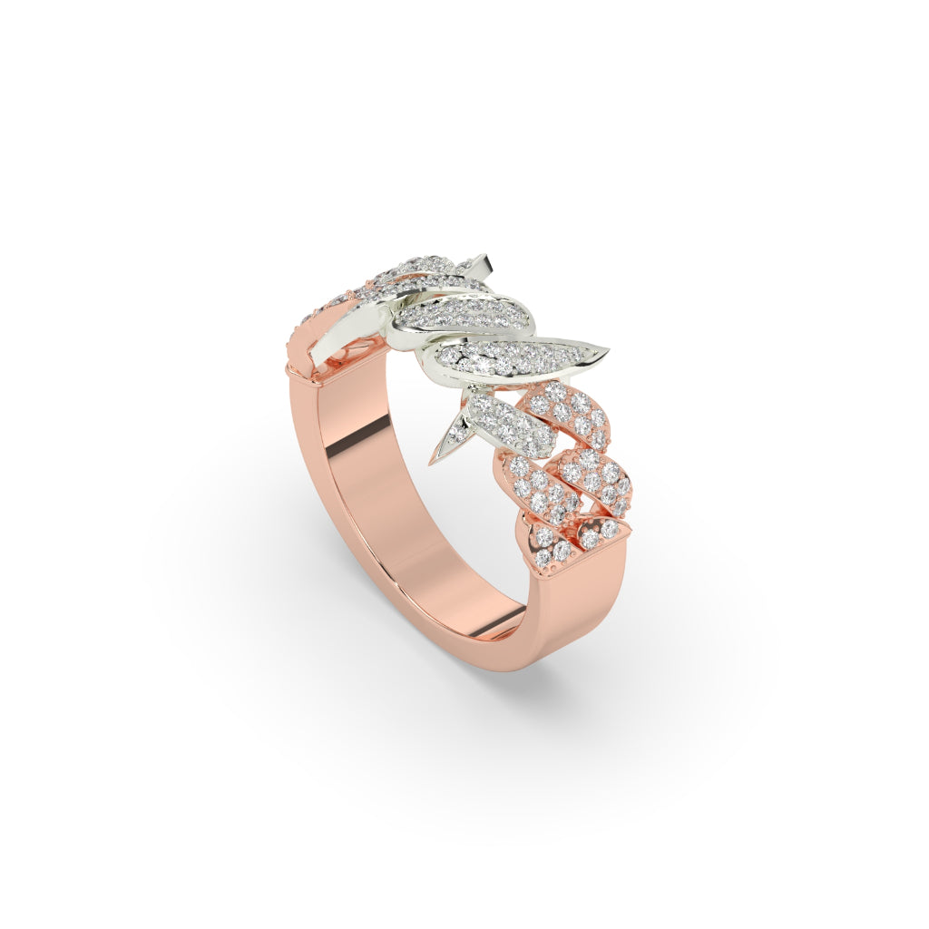 Diamond Spiked Cuban Link Ring