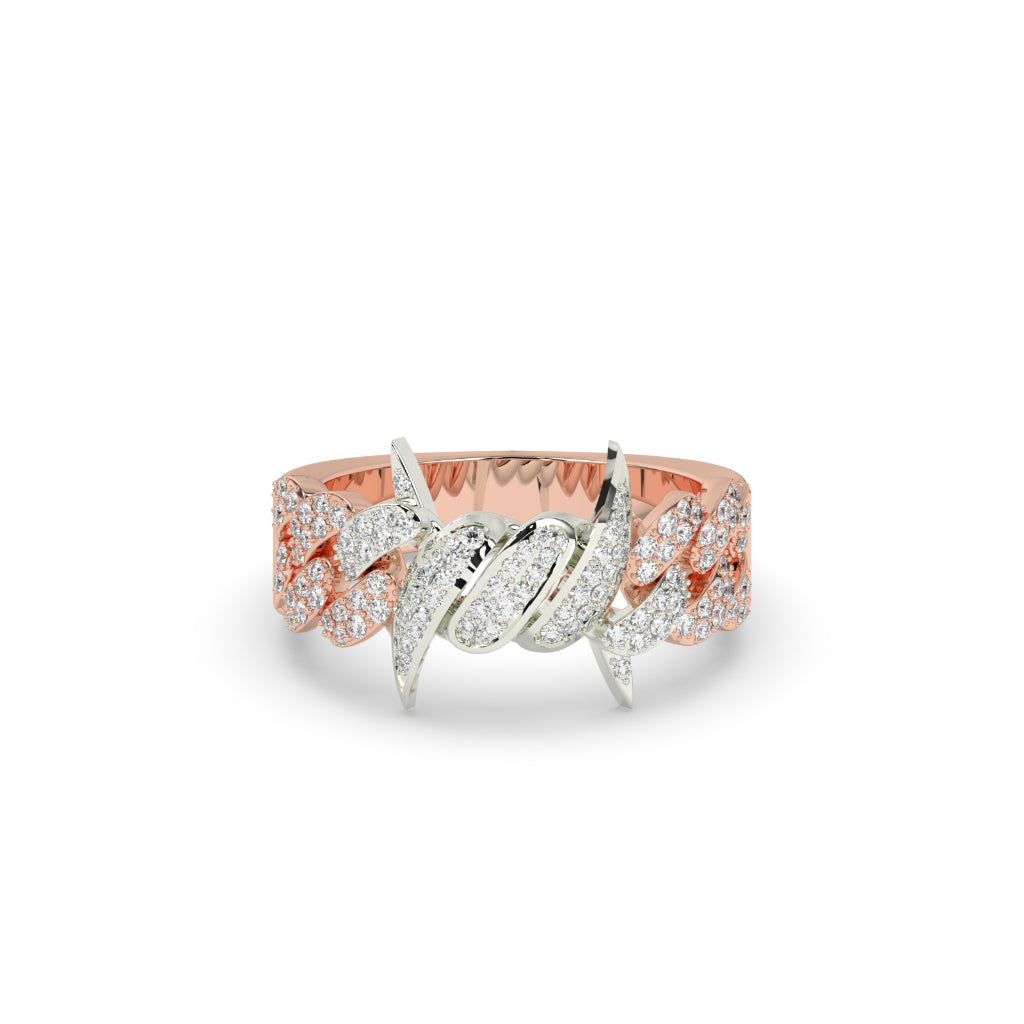Diamond Spiked Cuban Link Ring