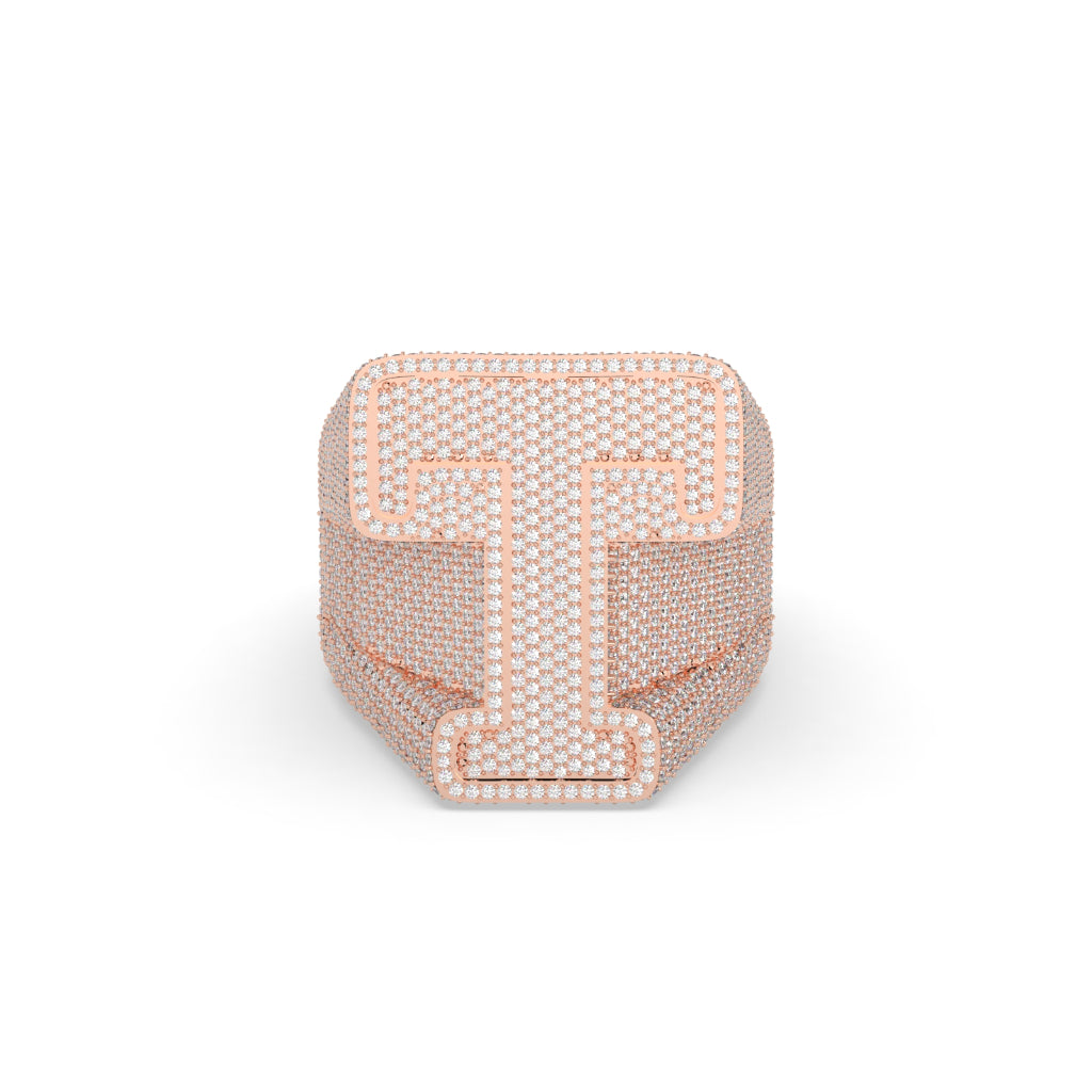 Iced Bold T Statement Ring