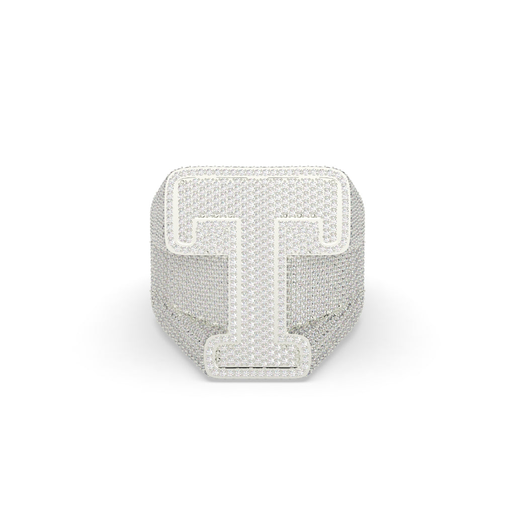 Iced Bold T Statement Ring