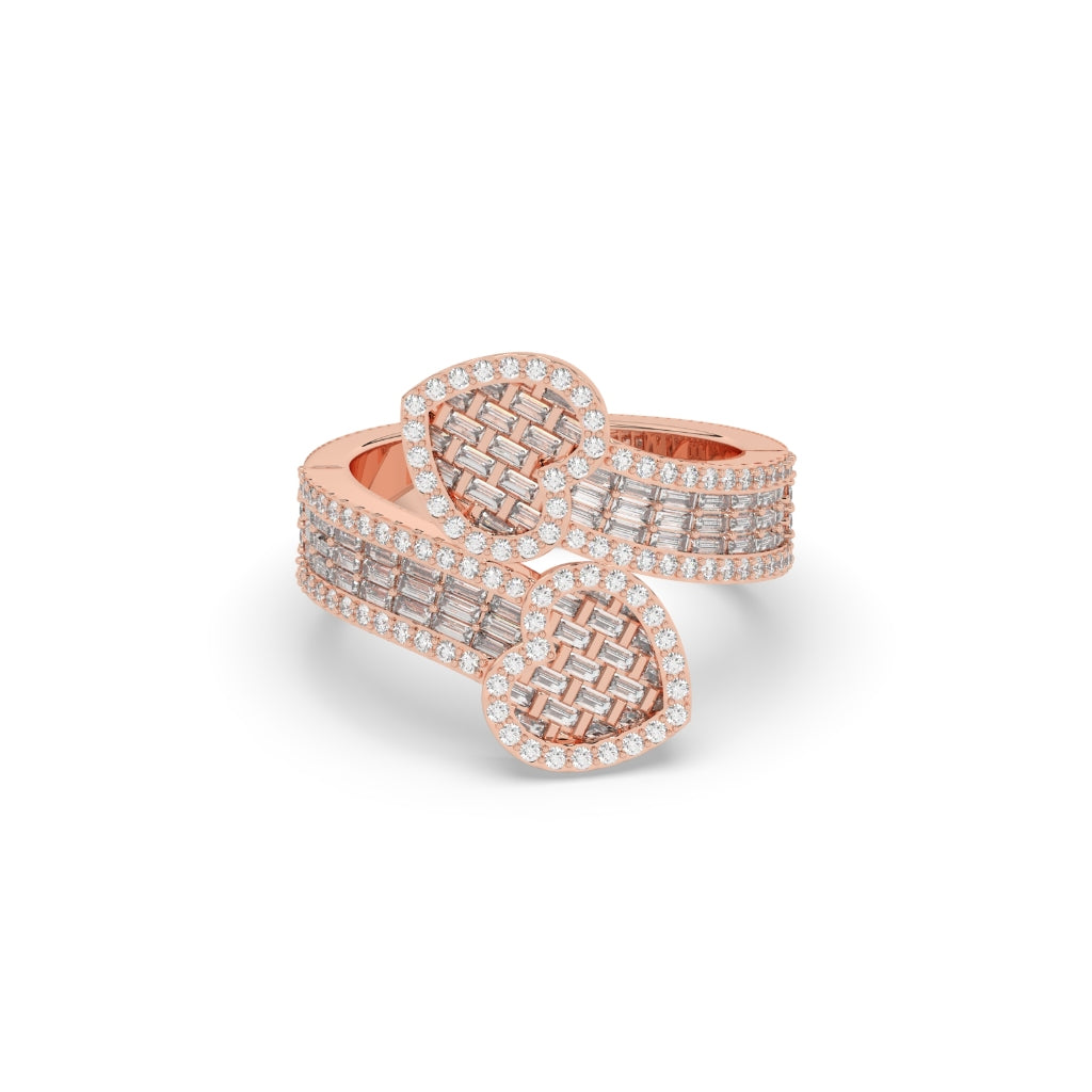 Twin Heart Baguette Sparkle Ring