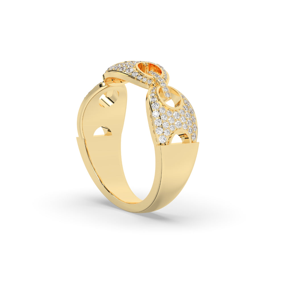 Diamond Link Chain Gold Ring