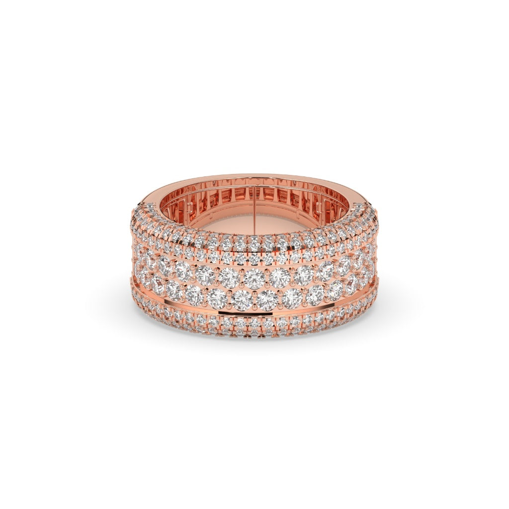 Triple Row Diamond Gold Band