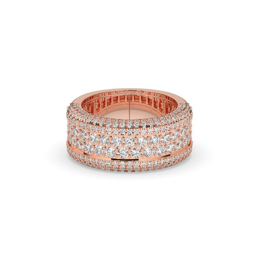 Triple Row Diamond Gold Band