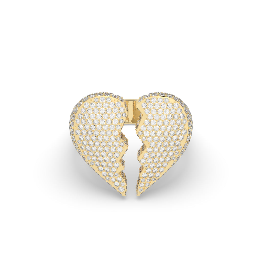 Broken Heart Pavé Gold Ring