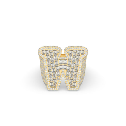 Diamond Encrusted W Gold Ring