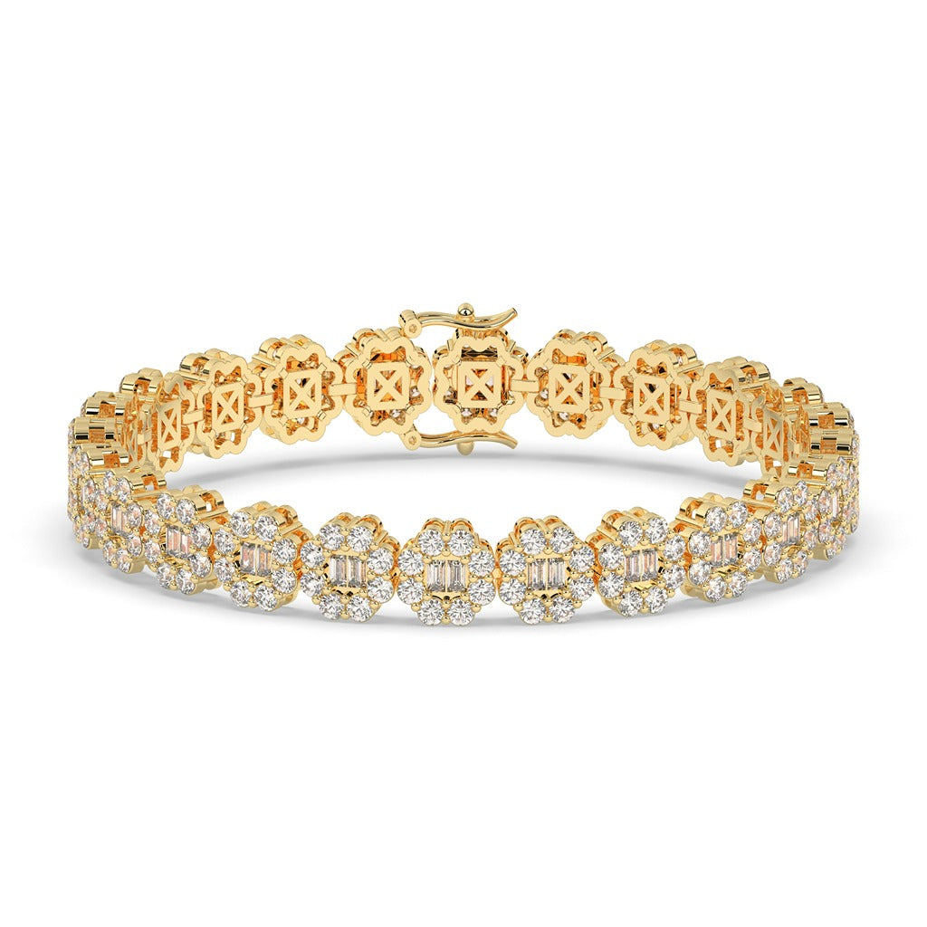 Golden Blossom Baguette Link Bracelet