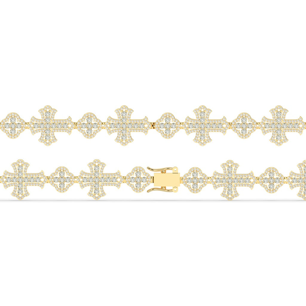 Crowned Cross Gold Bling Bracelet