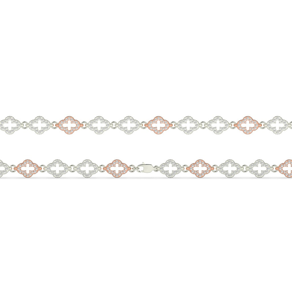 Two-Tone Clover Cross Bracelet