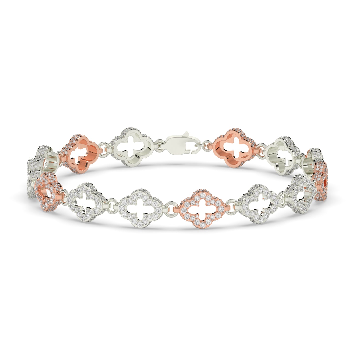Two-Tone Clover Cross Bracelet