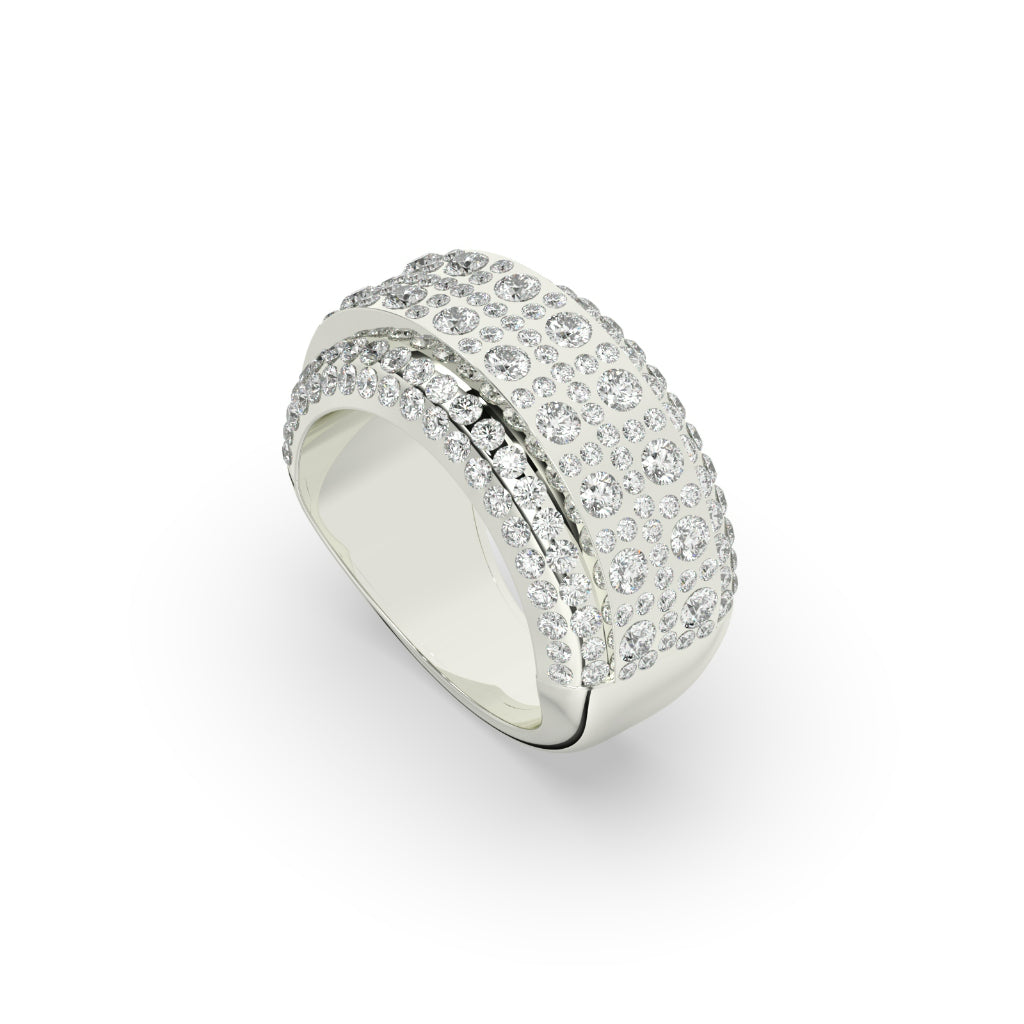 Radiant Dome Cluster Diamond Ring