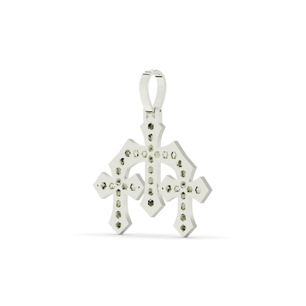 Triple Gothic Cross Gold Pendant
