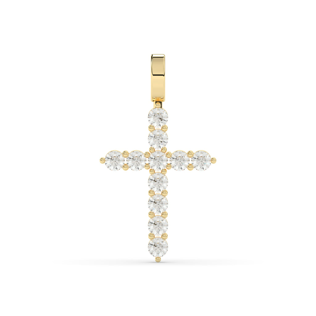 Classic Round Diamond Cross Pendant