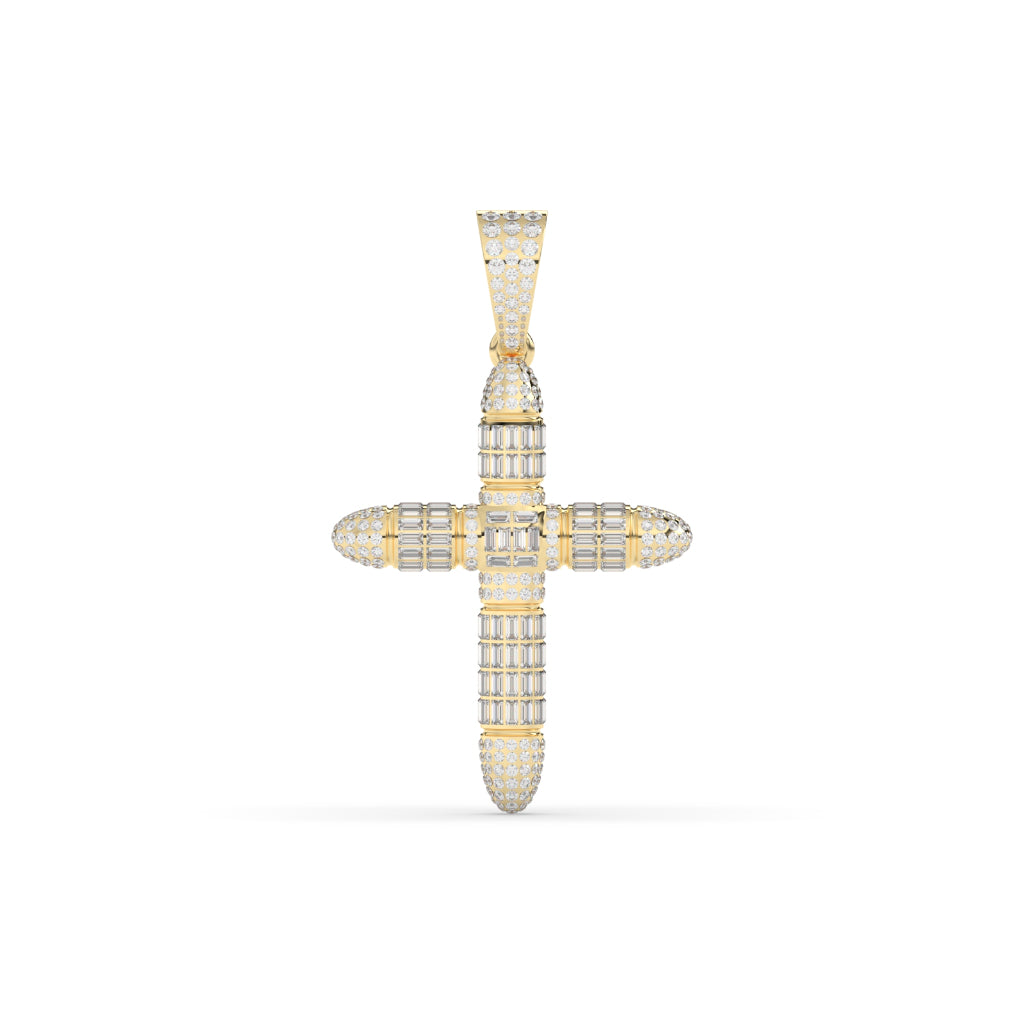 Baguette Bullet Diamond Cross Pendant