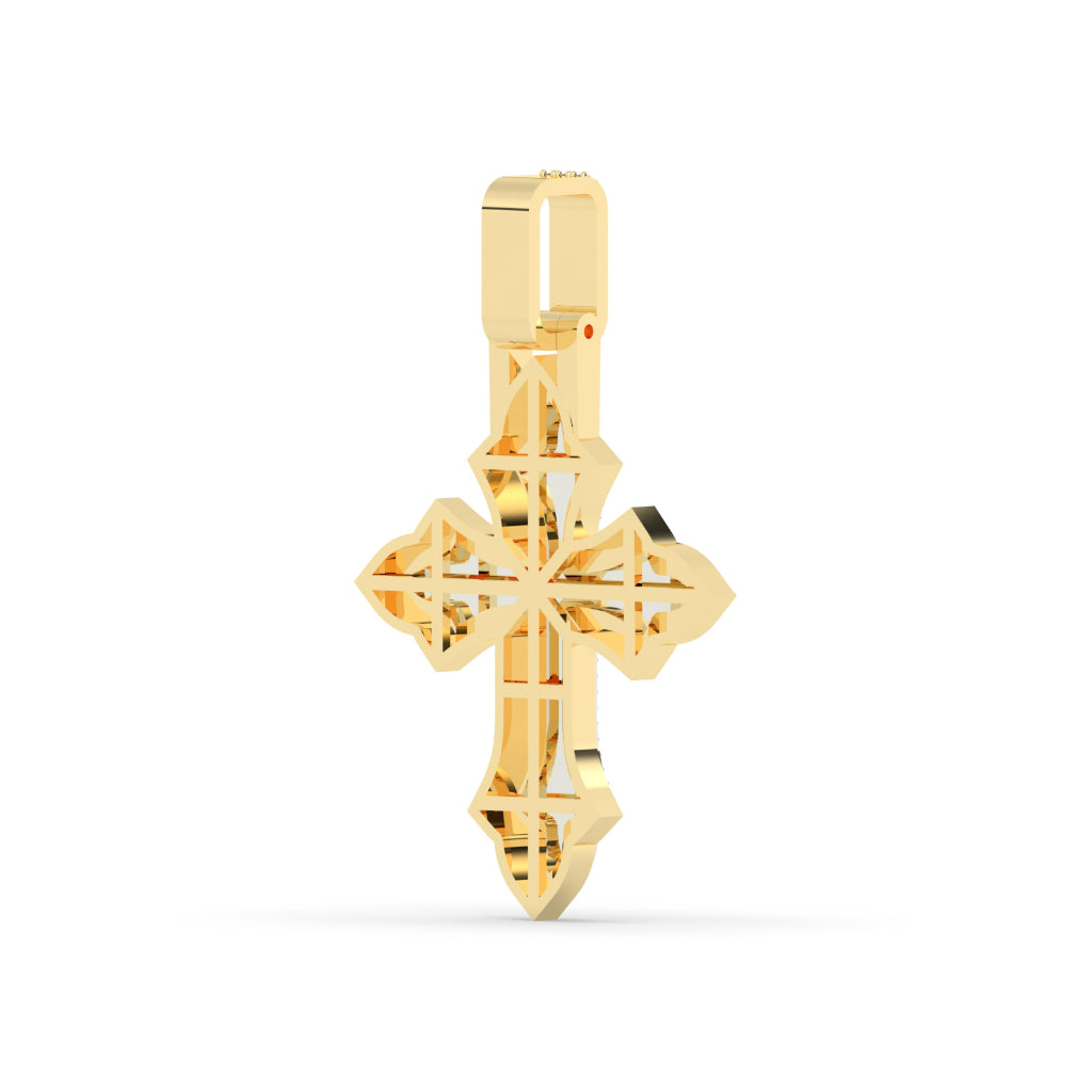 Iced Out Fleur Cross Pendant