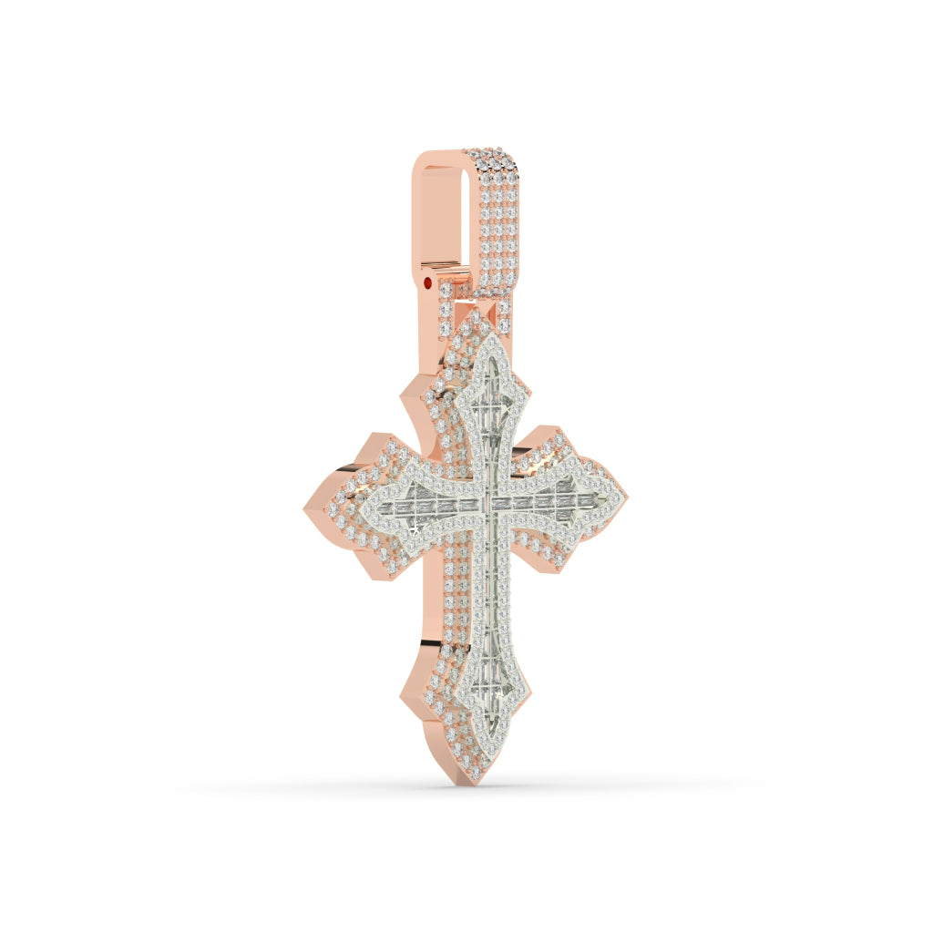 Iced Out Fleur Cross Pendant