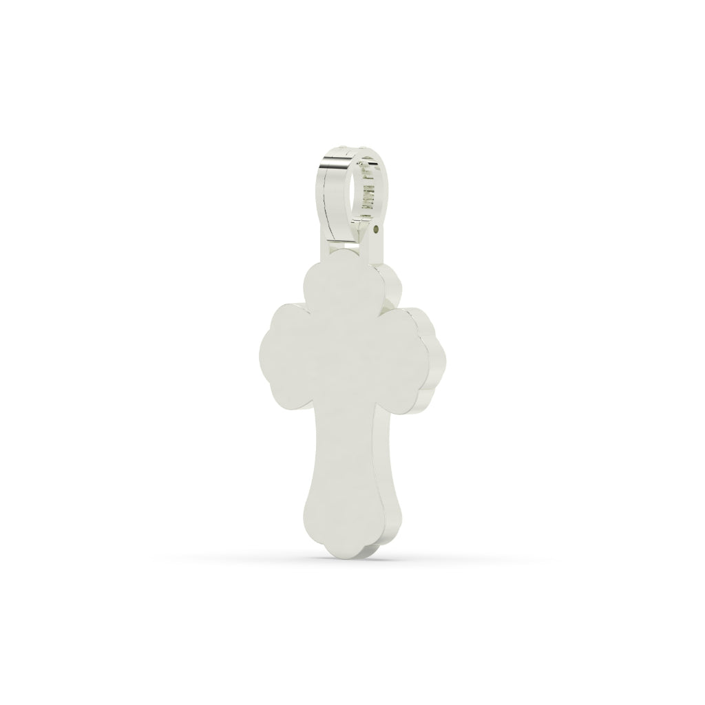 Baguette Diamond Curved Cross Pendant
