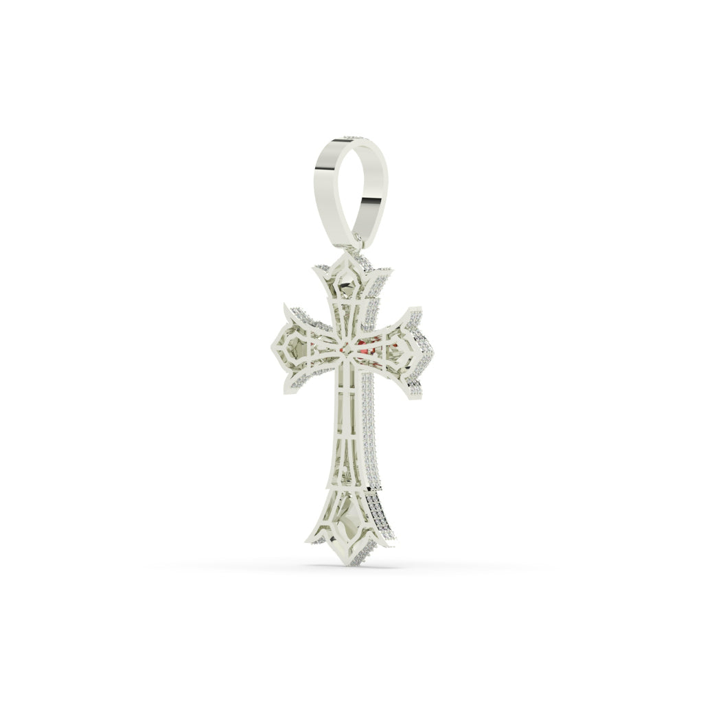 Red Center Gothic Cross Pendant