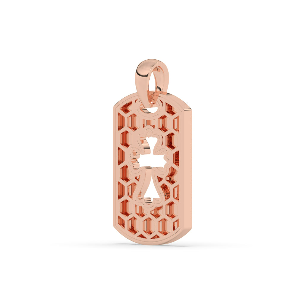 Cross Cut Gold Tag Pendant